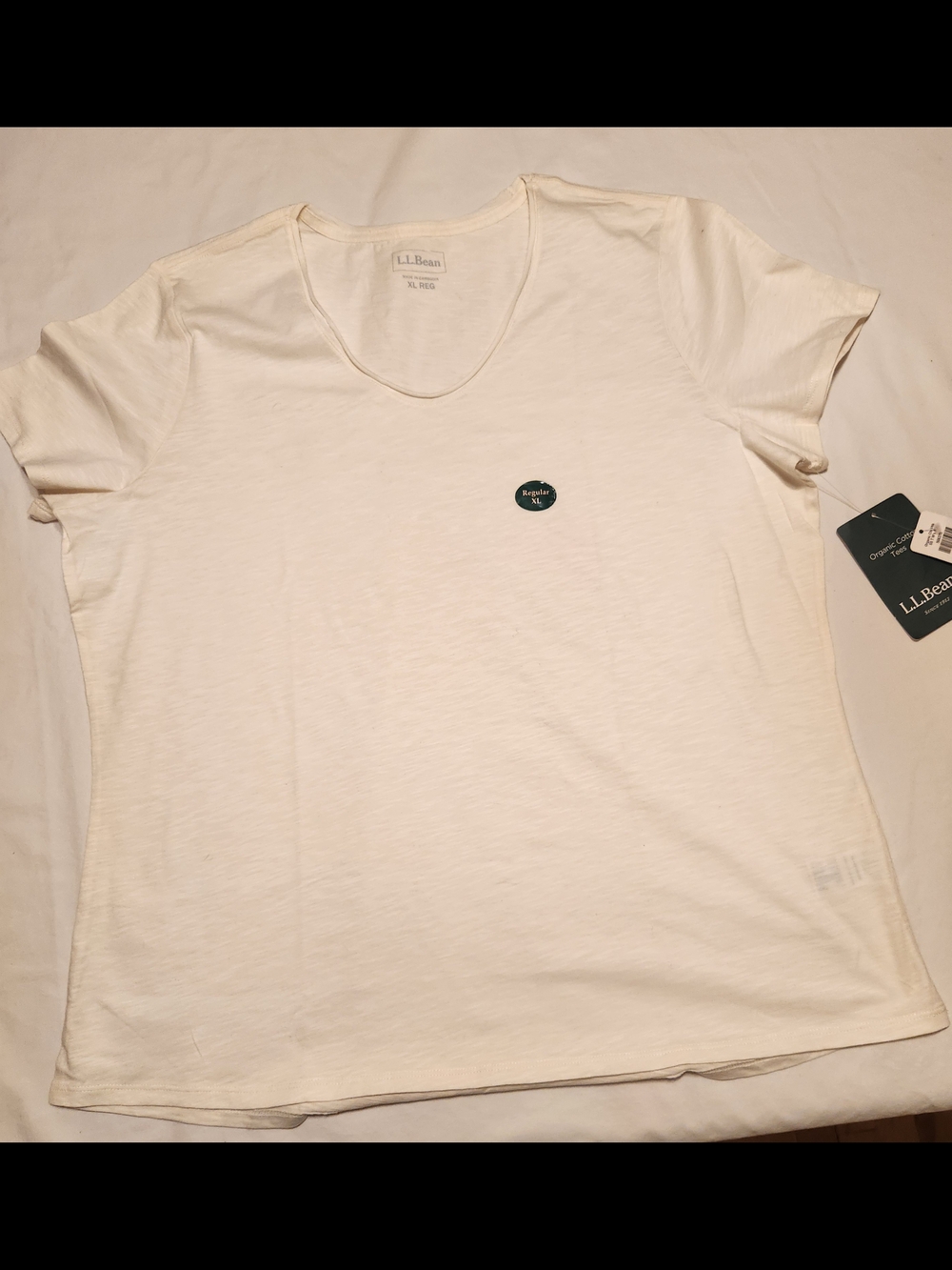 L.L. Bean Women's Organic Cotton Scoop Neck Tee XL NWT Cream